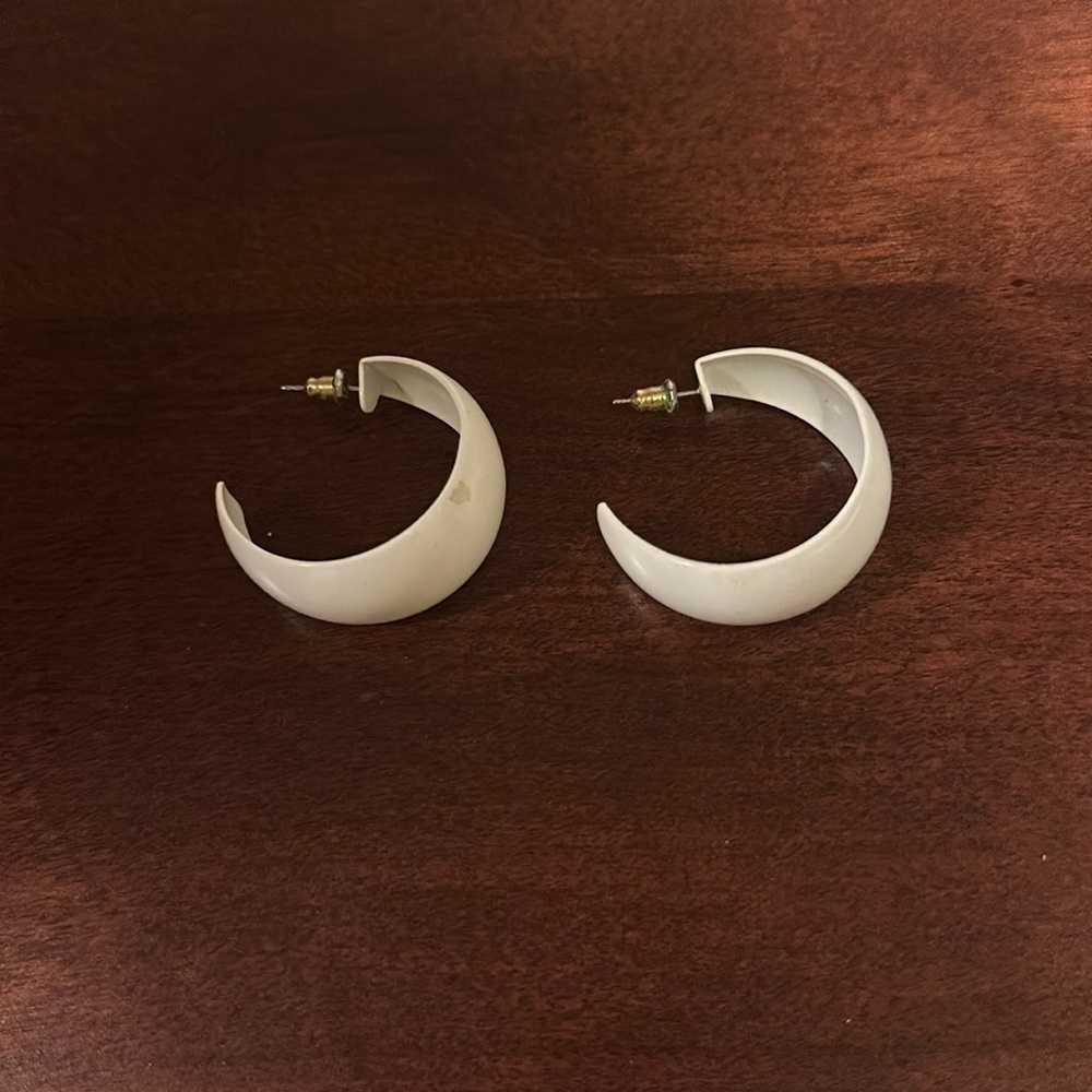 Vintage White Crescent Earrings